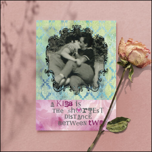 a kiss is the shortest distance between two greeting card anniversary wedding valentine's day