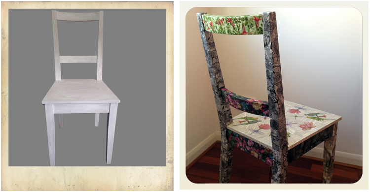 ikea chair before and after decoupage, furniture hacks