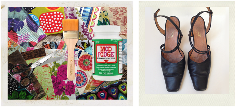 tools and materials for shoe decoupage