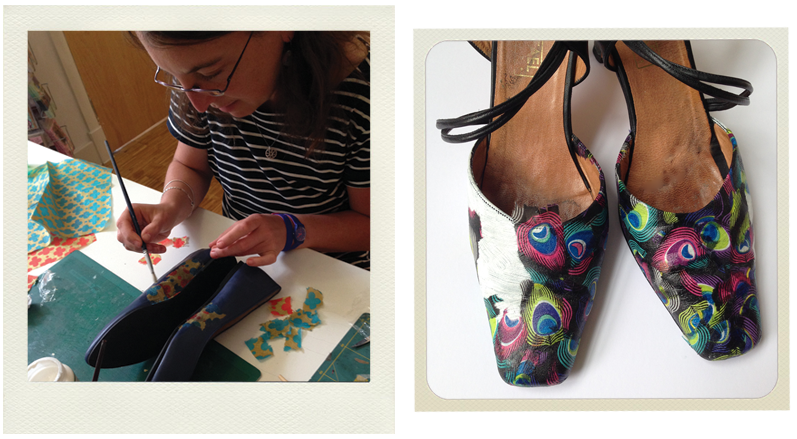 shoe decoupage in process