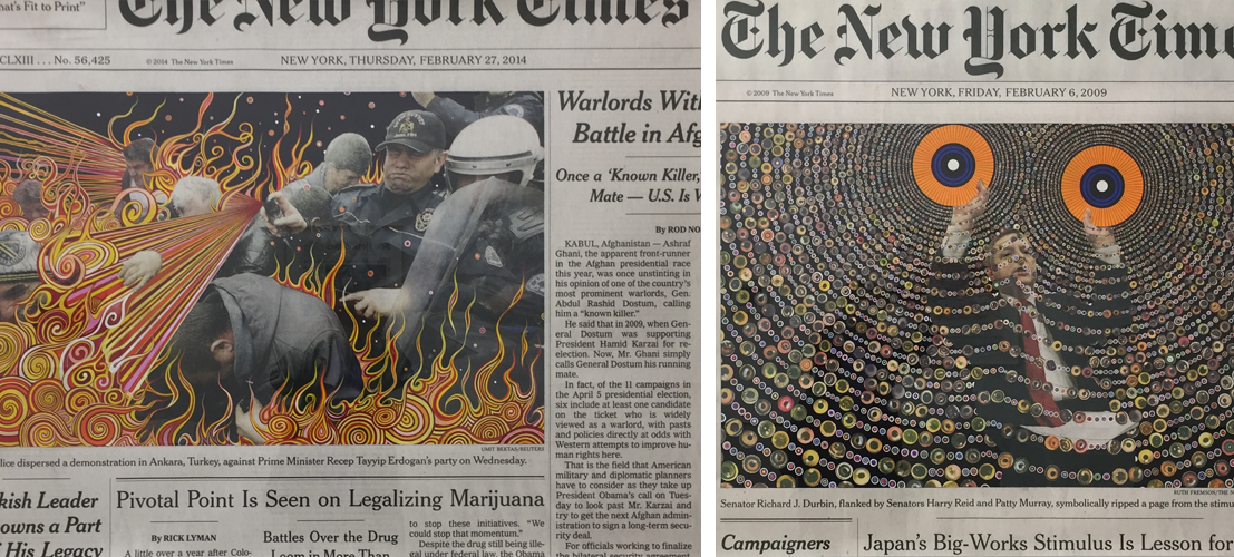 fred tomaselli new york times interventions, white cube mason's yard, 2017