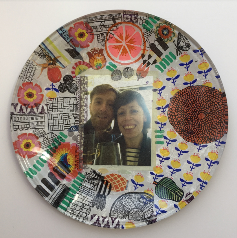 hen party glass plate decoupage Despina