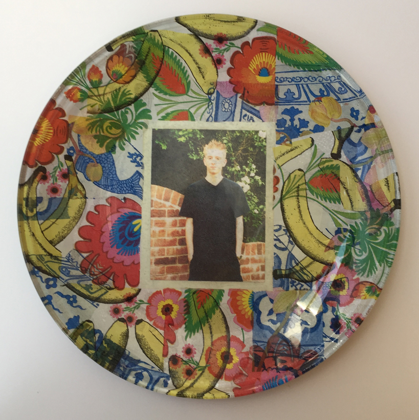 hen party glass plate decoupage Zoe