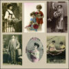 collage kit vintage postcards people portraits black and white photos