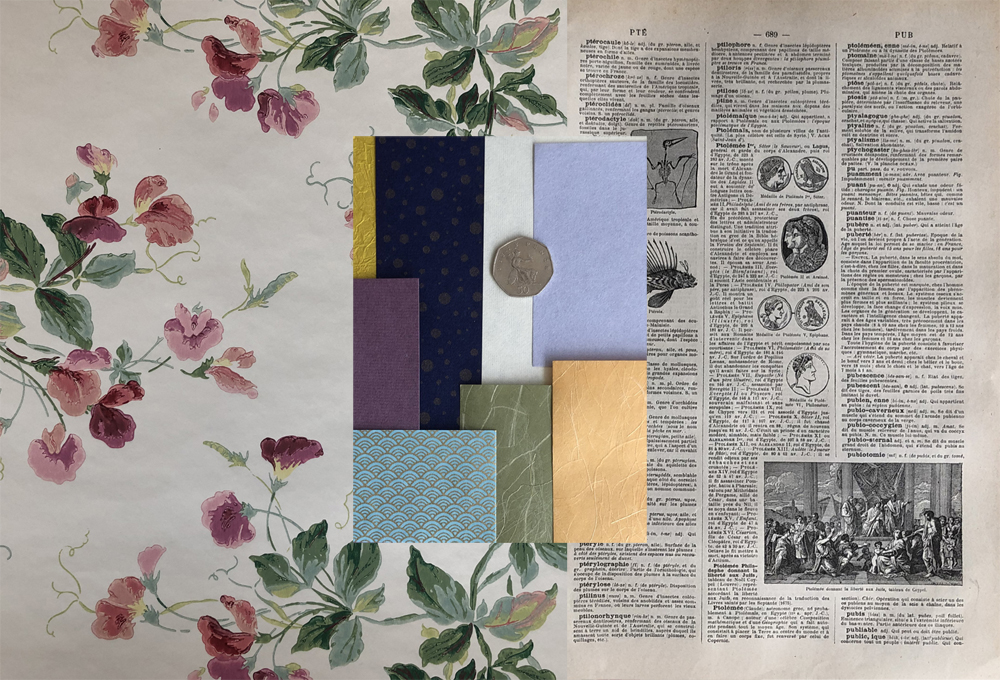 wallpaper washi paper book pages included in collage kits
