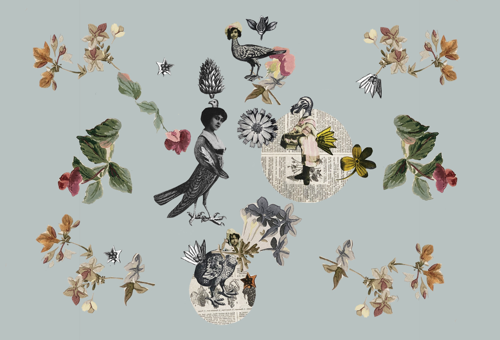 example of collages made using my vintage floral images kits