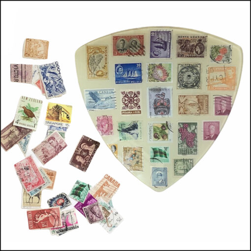 decoupage kit glass plate and postage stamps
