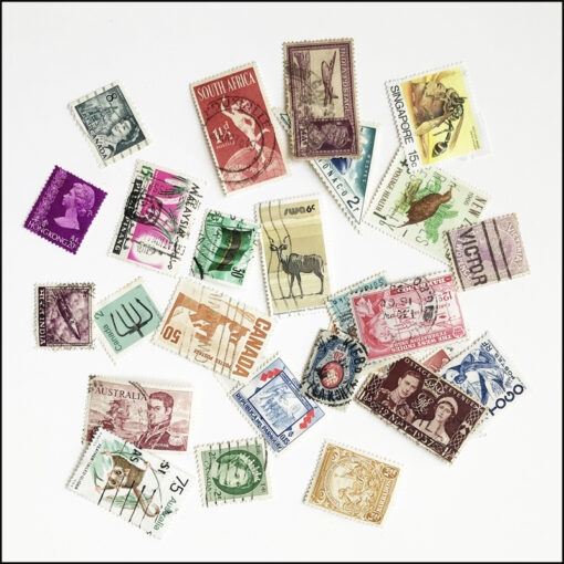 postage stamps for decoupage kit glass plate