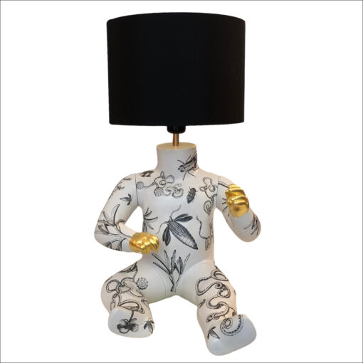 upcycled mannequin table lamp black and white