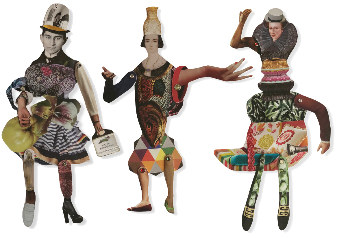 Collage dolls Gabriela Szulman Camberwell Arts open studio 26-27 June 2021