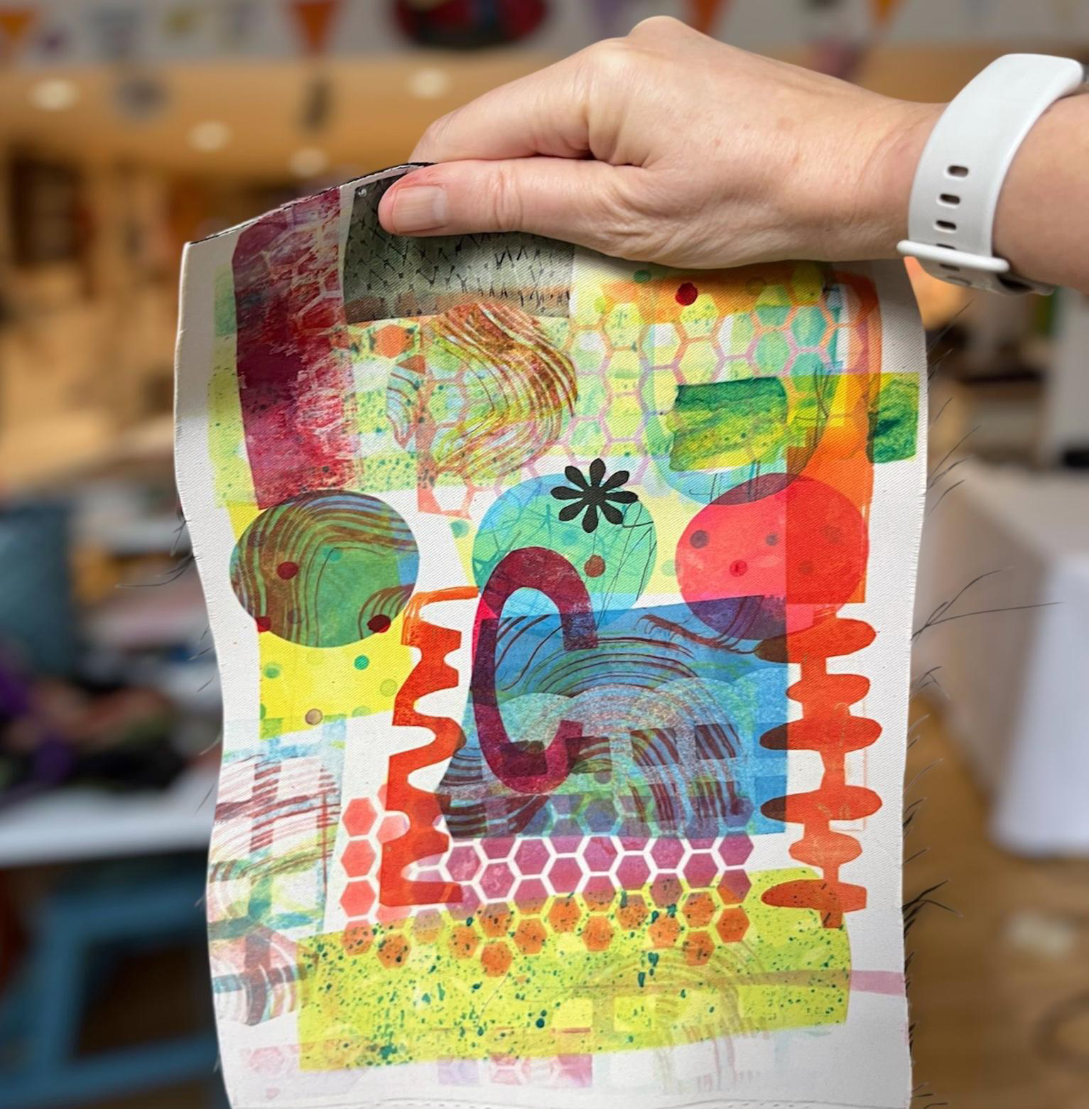 collage on textile using sublimation inks Map of 49 Peckarmans Wood, Dulwich Open House 2018