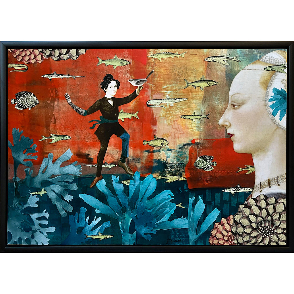 Mixed media Collage on board - Aquatic Dream