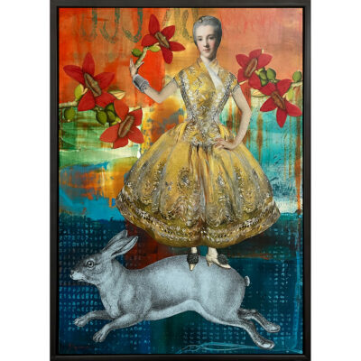 Mixed media Collage on board - The Flower Seller