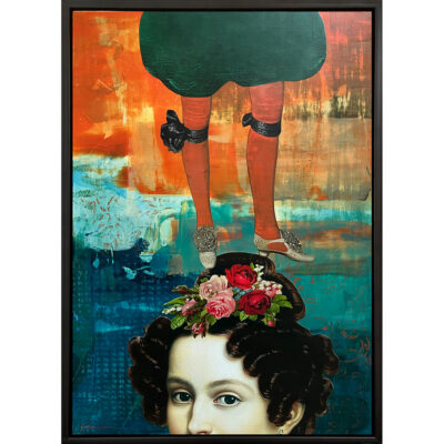 Mixed media Collage on board - Thinking of you