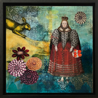 Mixed media Collage on board - In the Winter Garden