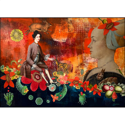 Mixed media Collage on board - Seeing you again